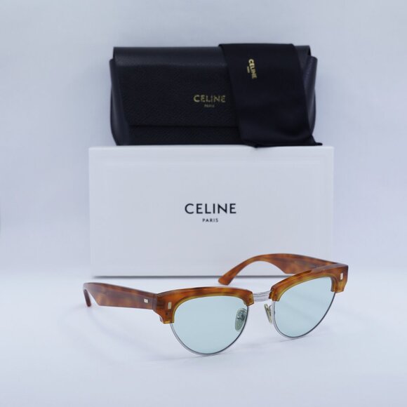 Final Price! Celine CL40059U 18N Light Havana/Blue Sunglasses - Picture 8 of 12